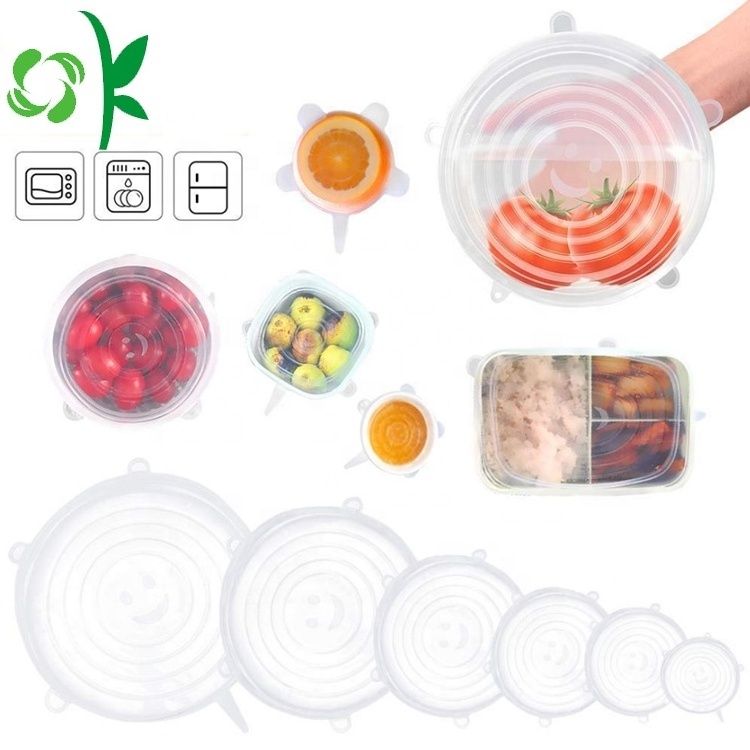 OKSILICONE Best Price Seal Lids Round Food Saving Cover Reusable Fresh-keeping Cover  Silicone Stretch Lids clear