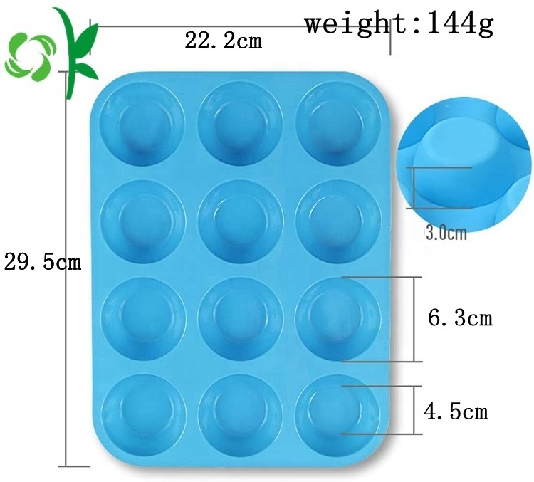 OKSILICONE Non Stick Silicone Muffin Pancake Mold Reusable Silicone Cupcake Baking Cups 12 Cavity Silicone Cake Mold For Baking