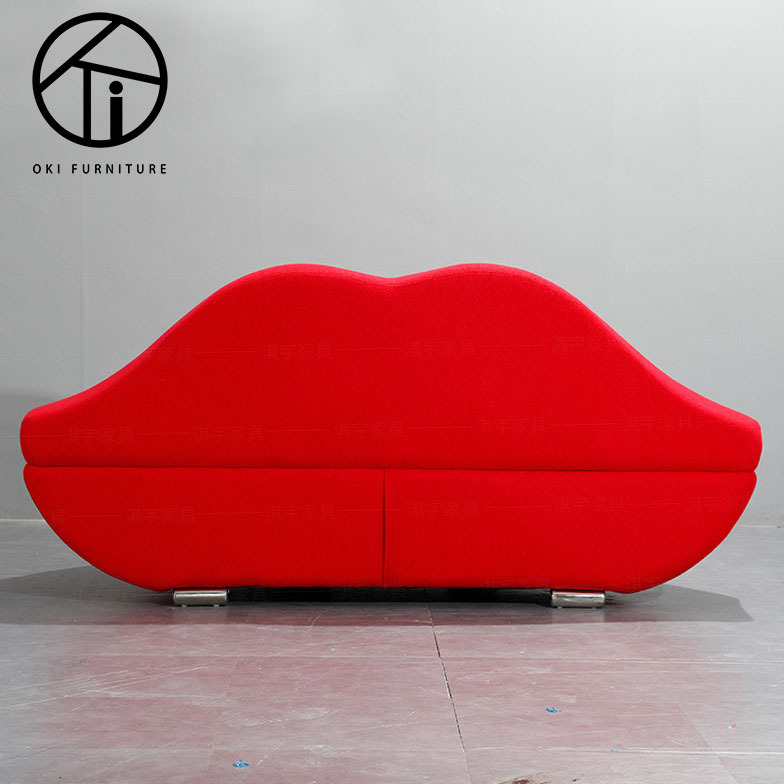 fashion creative sofa red lips beauty model fabric sofa salon hotel show room two seat sofa set