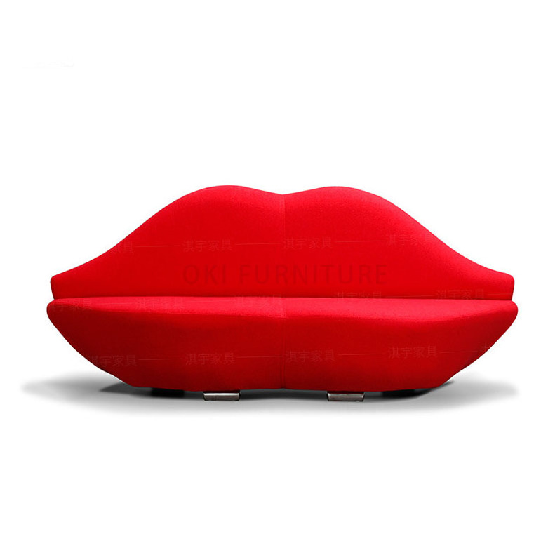 fashion creative sofa red lips beauty model fabric sofa salon hotel show room two seat sofa set