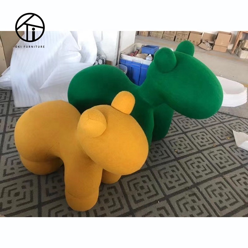 creative Fiberglass Pony Puppy Stool Child Wood Wholesale Animal Chair Shape Leisure Chair Kids Toys dog shape Chair For Child