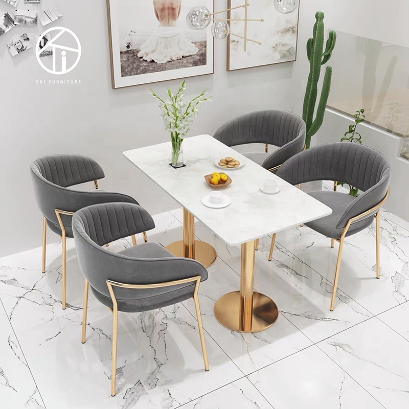 Hot sale newest Modern Cafe restaurant furniture Chair and Table restaurant velvet armchairs set coffee shop furniture