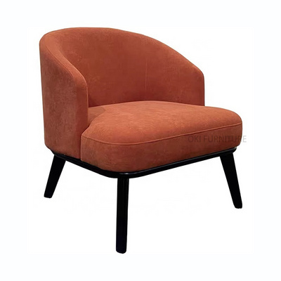 modern hotel custom  lounge accent chair orange red tufted velvet comfy  upholstered bedroom home waiting room chair