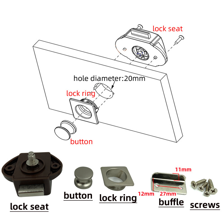 High quality mini RV keyless push button lock for caravan campervans  motorhomes yacht rv lock