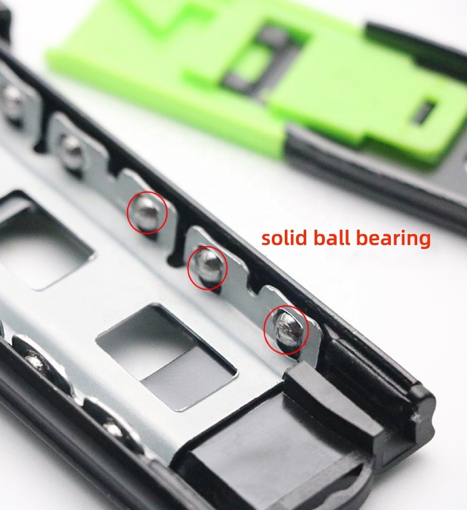 Good quality 45mm drawer channel slide rail 3 fold ball bearing push to open drawer slide