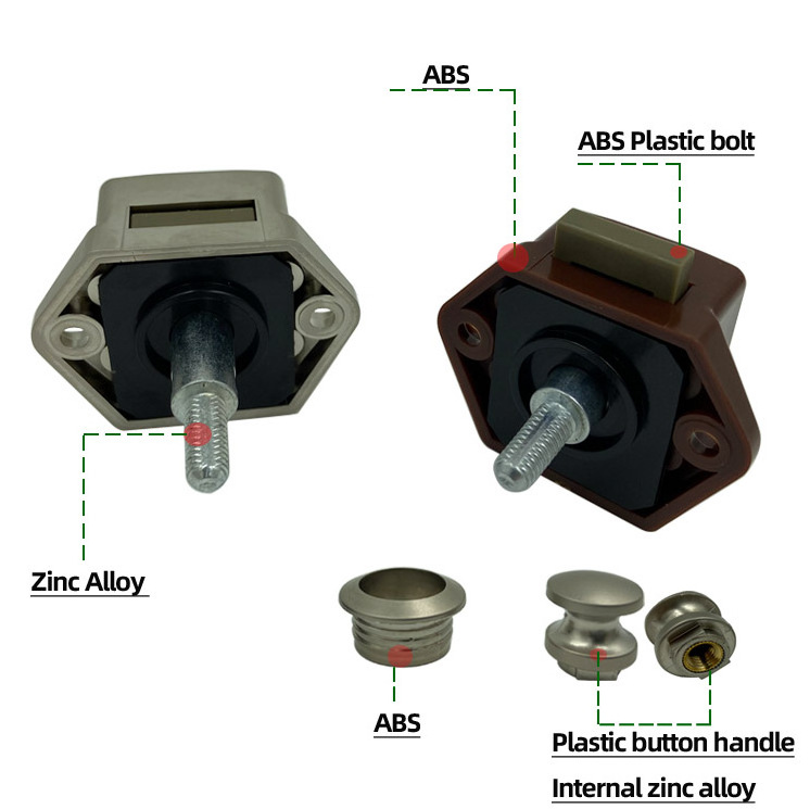 Competitive Price RV Drawer Latch for Camper Caravan Boat Motorhome Nickel-plated 20mm mini push lock knob