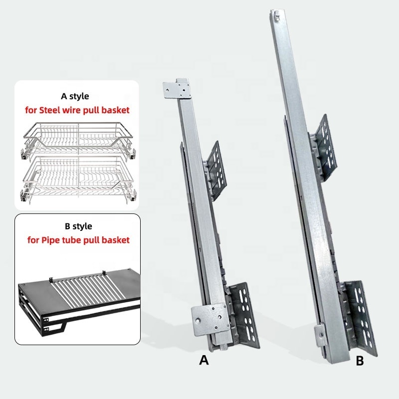 Soft Closing Side Mounted Runners Full Extension auto closing Drawer Slides for pipe tube pull wire basket slide