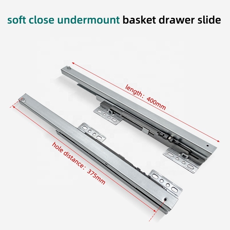 Bottom mounting heavy duty soft closing undermount kitchen seasoning basket drawer slides rail