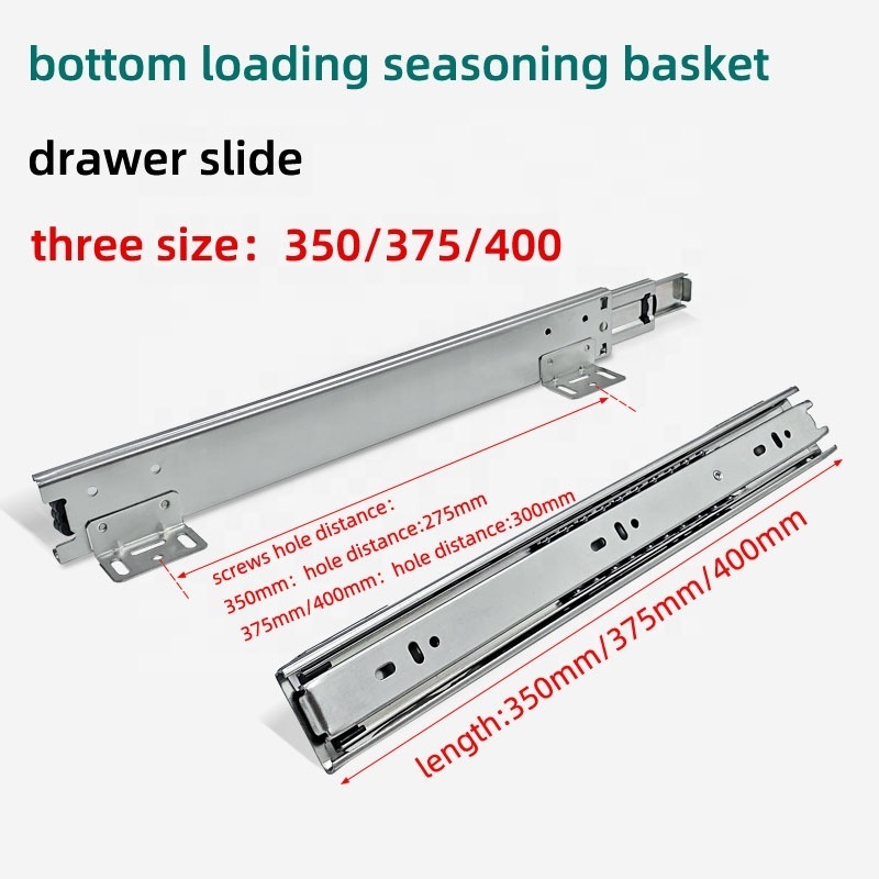 Bottom mounting heavy duty soft closing undermount kitchen seasoning basket drawer slides rail