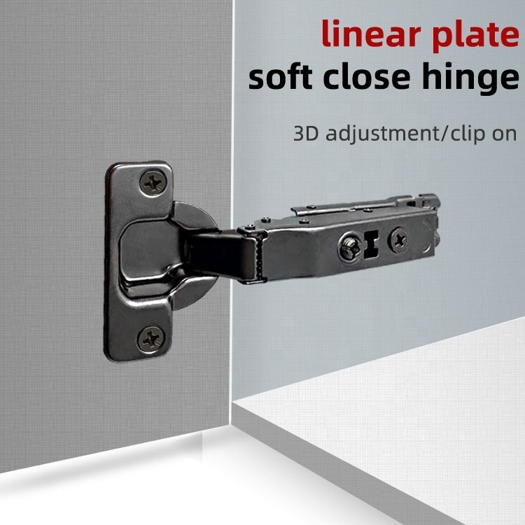 3D adjustable soft close clip on two way concealed linear mounting plate hydraulic cabinet hinge for furniture