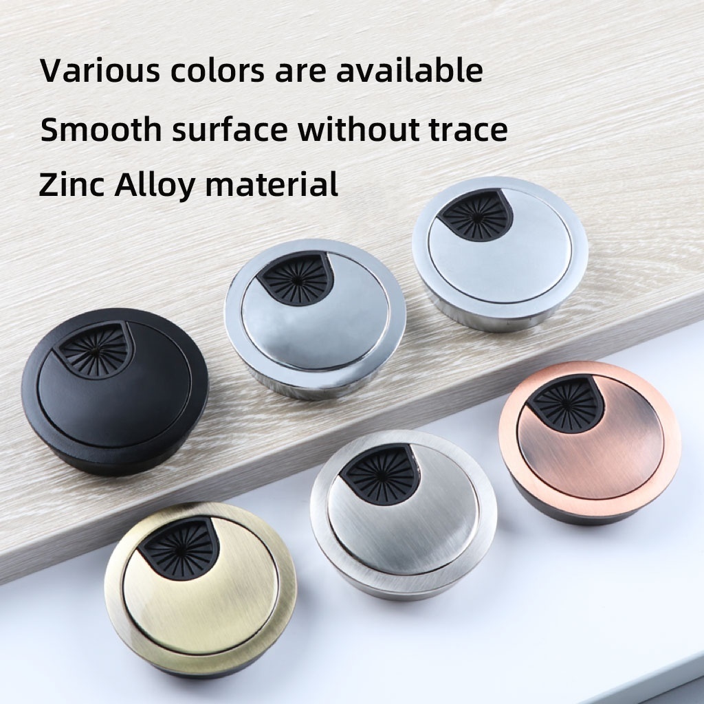 Round Shape Cable Hole Table Wire Cover Box Zinc Alloy Furniture Office Computer Desk Wire Cable Grommet