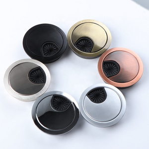 Round Shape Cable Hole Table Wire Cover Box Zinc Alloy Furniture Office Computer Desk Wire Cable Grommet