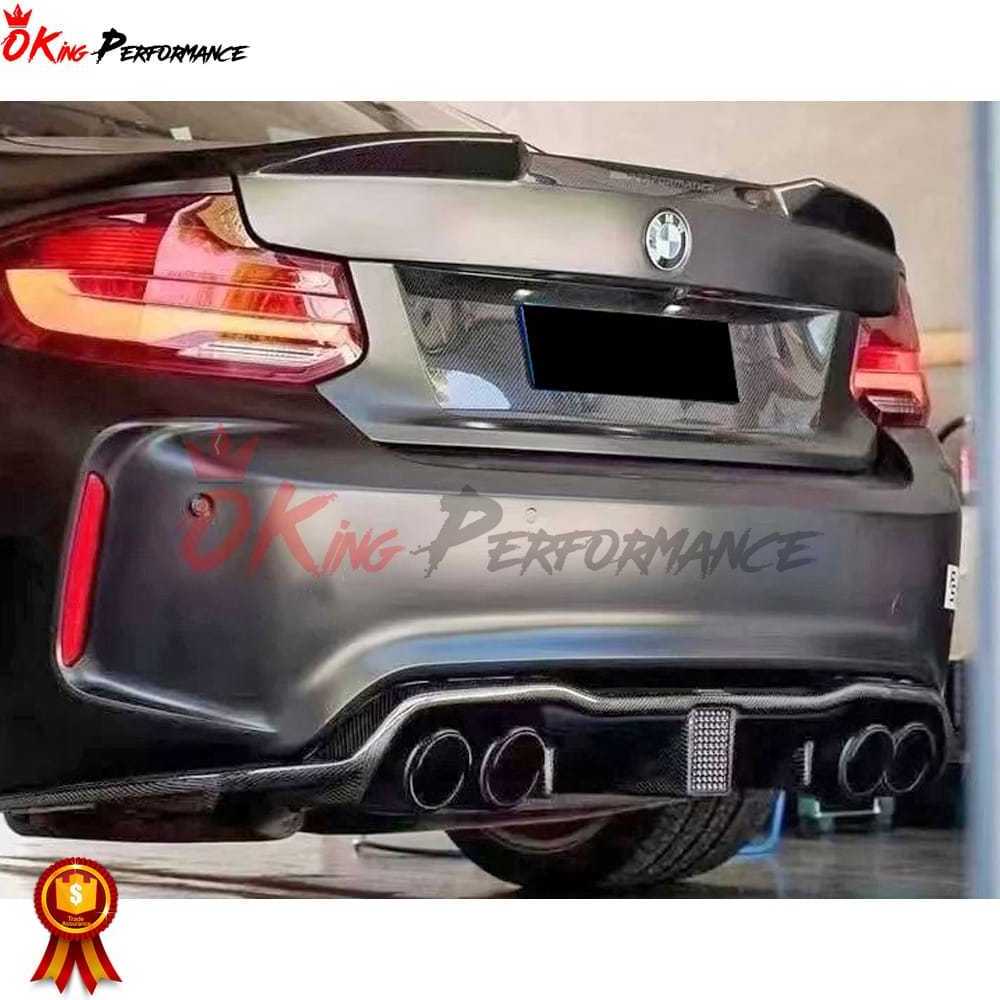 LED Brake Light KT Style Carbon Fiber Rear Diffuser For BMW F87 M2 M2C Body Kit