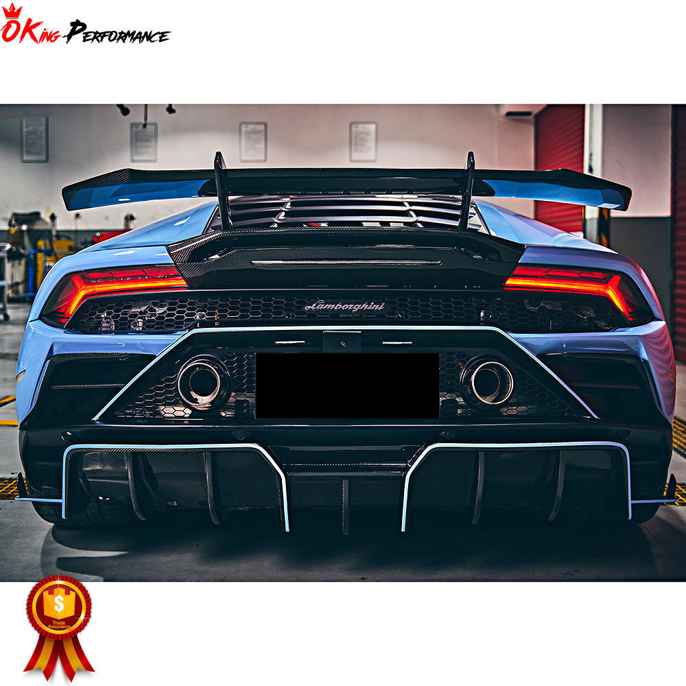 9 Splitters ! Dry Carbon Fiber Rear Diffuser For Lamborghini Huracan EVO Bodykit