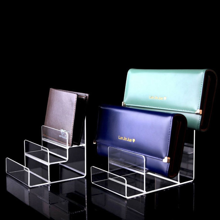 Tabletop Acrylic Display Rack Shop Display Countertop Leather Wallet Stand Coin Purse Holder Rack for Wallet Display