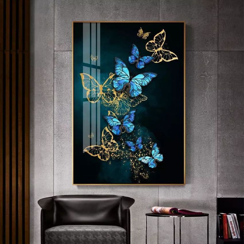 Modern Abstract Butterfly Animal Prints Decorative Wall Art HD Crystal Porcelain Painting For Home Hotel Decor