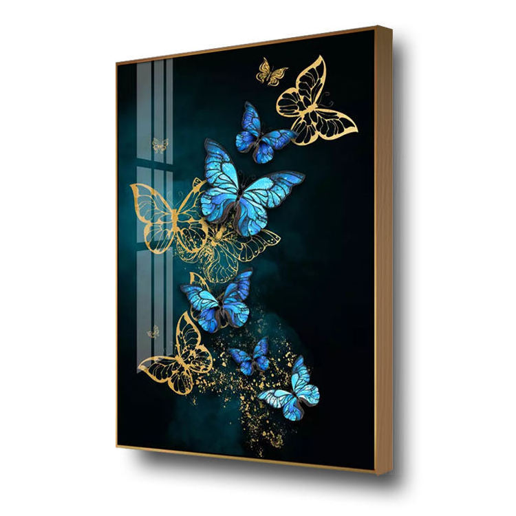 Modern Abstract Butterfly Animal Prints Decorative Wall Art HD Crystal Porcelain Painting For Home Hotel Decor