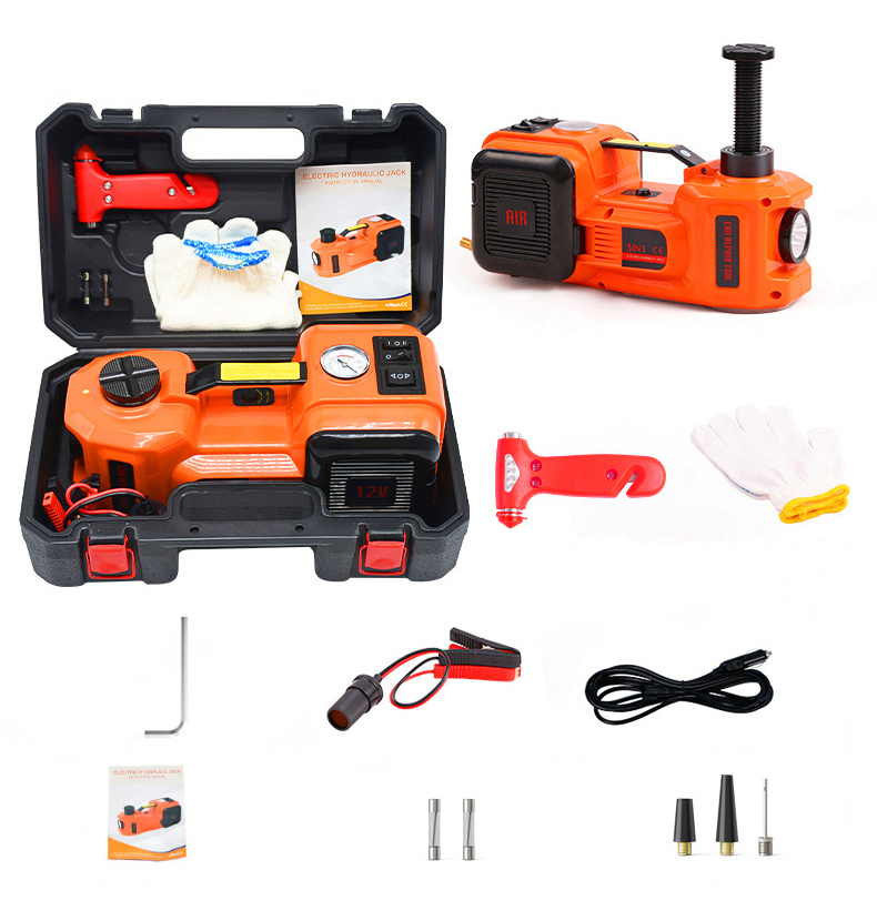 New Car Jack 3 in 1 Tyre Inflator Electric Car Jack 3T Lighting Wrench Orange Power Car Jacks