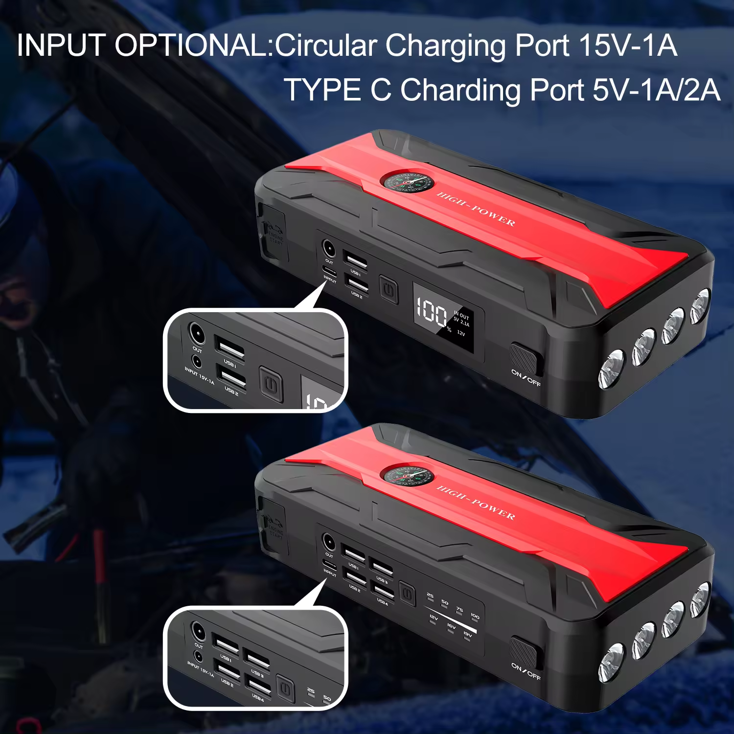 New Arrival Battery Power Supply Multifunctional Portable Fast Power Car Jump Starter Bank Batteries Charge Booster