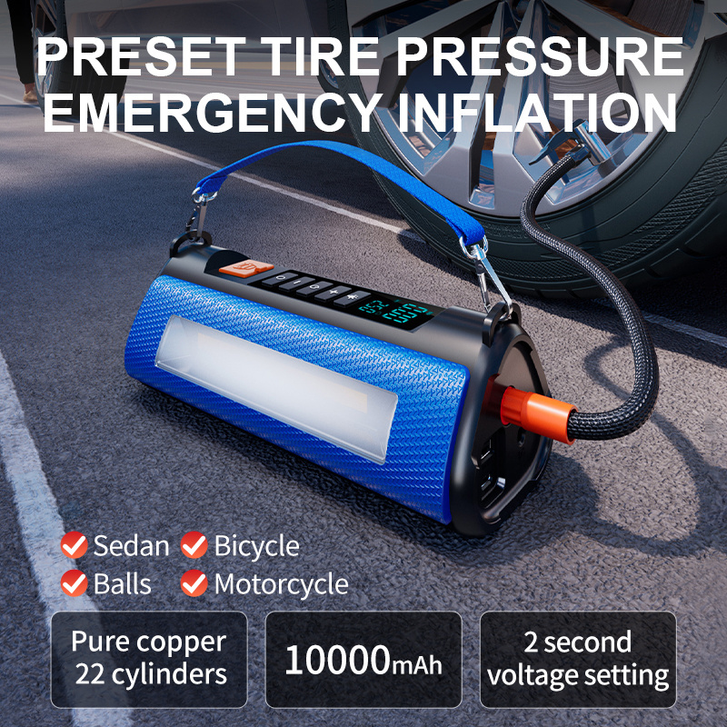 1000A Potable Tire Inflator Air Compressor Booster Car Battery Power Bank 150 PSI Air Compressor 8000mah Jump Starter