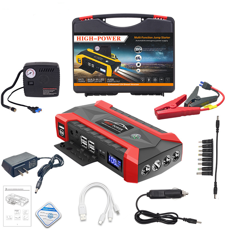 89800 MAH Car Power Bank Jump Starter Air Compressor Portable Multifunction 12V High Power Jump Starter With Tire Inflator