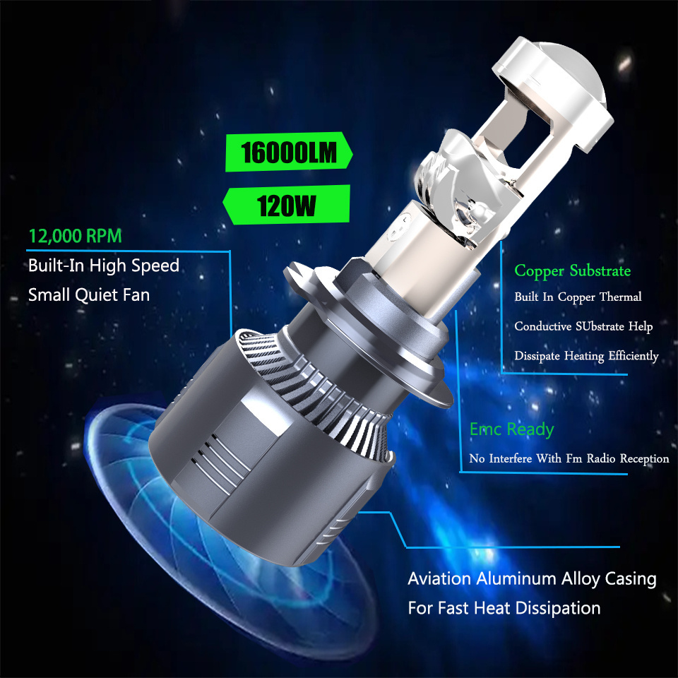 H1 H4 H7 H11 9005 9006 Led Auto Lighting System Vehicle Headlamp 100w 48000lm High Low Beam Car Led Headlight Bulb