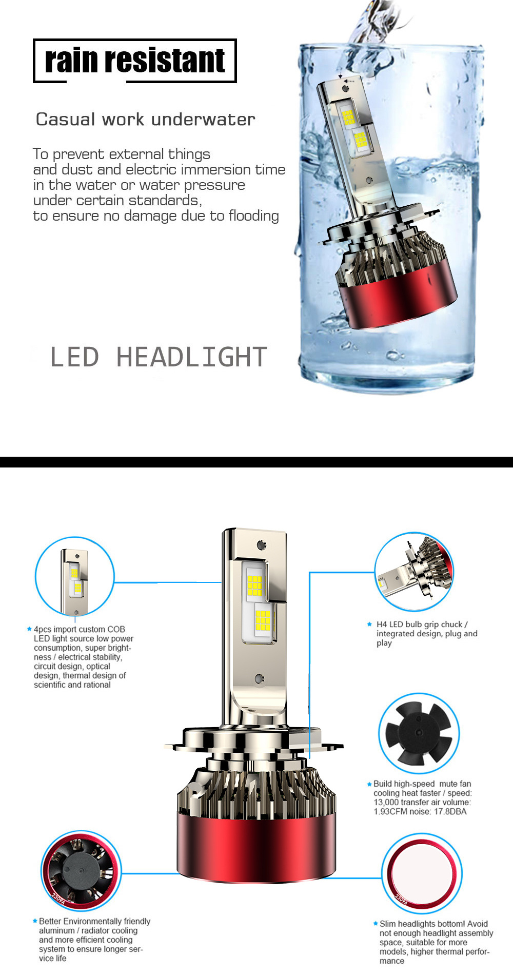 Best seller car headlight C6 1000 lumen led headlight headlamp H1 H7 H4 9005 9004 9007 9006 car led headlight bulb