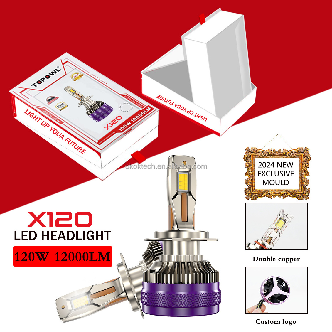 X120 LED headlight bulb H1 H3 H4 H11 LED 9005 9006 H13 9012 H7 LED