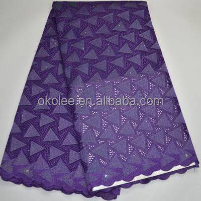 KL67067 wholesale price in swiss voile lace in switzerland with stone/ purple color voile african lace fabrics