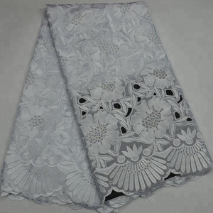 KL67120 White Swiss Voile Lace In Switzerland With Stones Lace Fabric For Wedding Dresses Lace Fabric