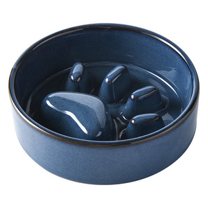 Japanese-style Ceramic Cat Dog Bowl medium-sized Dog Puppy Slow Food Bowl anti-choking Slow Food Bowl anti-overturn