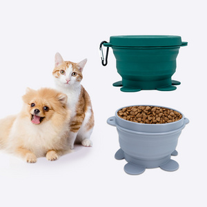 Hot Selling Portable Silicone Pet Folding Bowl Silicone Outdoor Travel Retractable Bowl for Dog and Cat