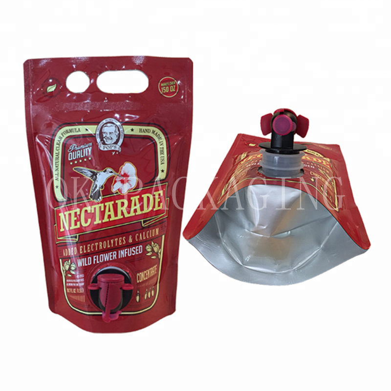 Custom Design Stand Up Aluminium Foil Red Wine Stand Up Pouch 5l Bag In Box  For 1.5L 3L 5L 10L