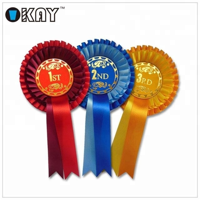 Custom Logo Printed Dog Shows Ribbon Rosette Badge