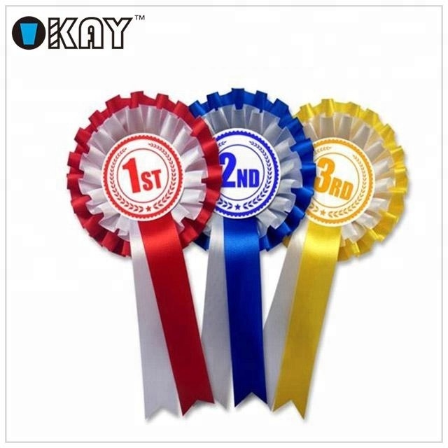 Custom Logo Printed Dog Shows Ribbon Rosette Badge