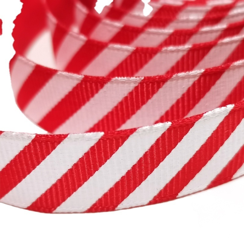 2.5cm Red with White Stripe Grosgrain Ribbon, Christmas Ribbon