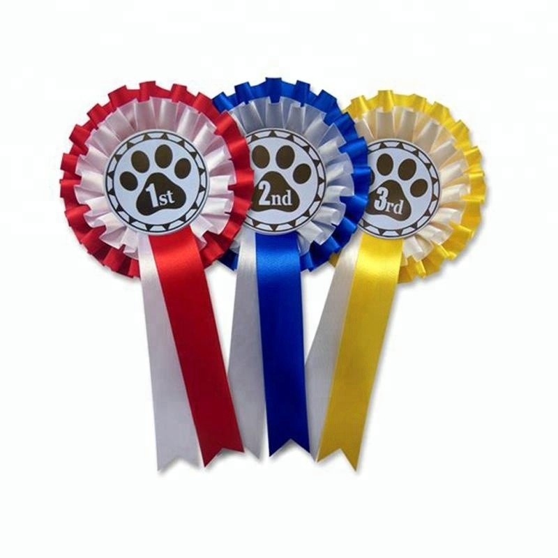 Custom Logo Printed Dog Shows Ribbon Rosette Badge