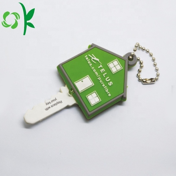 OKSILICONE Factory Outlet Cheap Custom Rubber Silicone Keychain Case Fashion House Shaped Silicone Key Cover