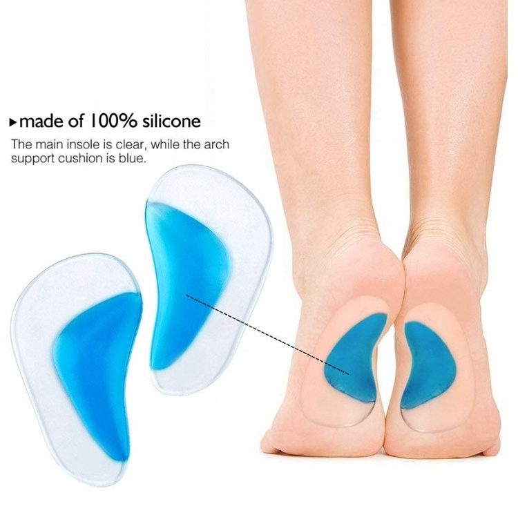 OKSILICONE Silicone Flat Foot Pad Arch Support Shoe Insoles For Flat Feet Gel Arch Inserts for Plantar Fasciitis