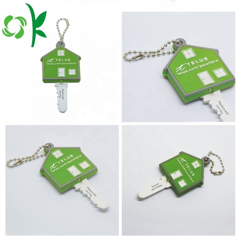 OKSILICONE Factory Outlet Cheap Custom Rubber Silicone Keychain Case Fashion House Shaped Silicone Key Cover