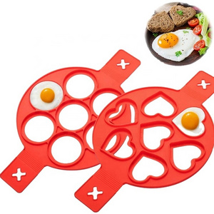 OKSILICONE Pancake Mold Maker Silicone Egg Ring Maker 2 Pack Nonstick Baking Round Heart Shape Mold Fried Egg Moulds