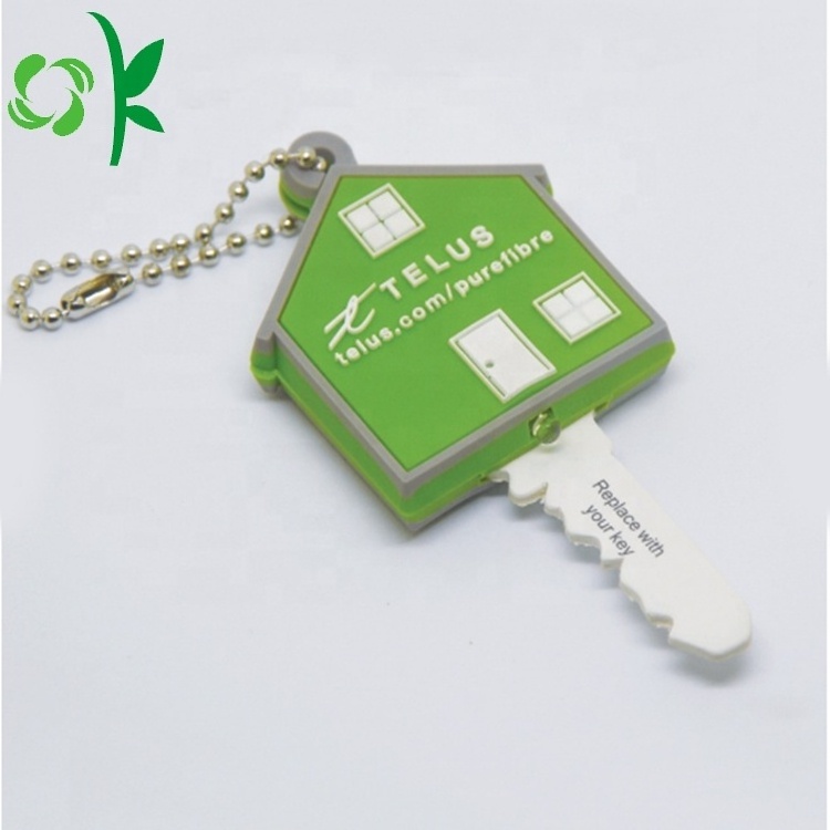 OKSILICONE Factory Outlet Cheap Custom Rubber Silicone Keychain Case Fashion House Shaped Silicone Key Cover