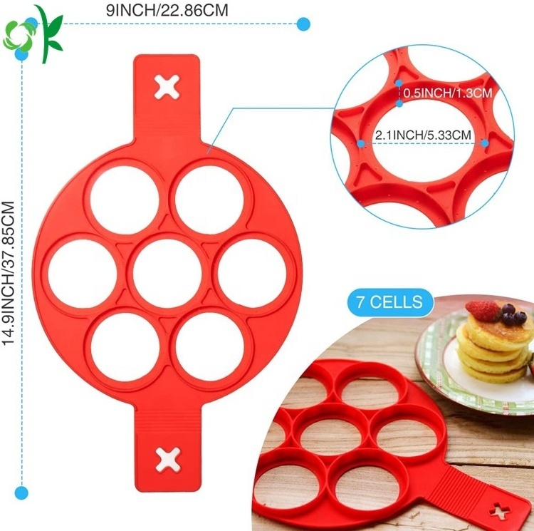 OKSILICONE Pancake Mold Maker Silicone Egg Ring Maker 2 Pack Nonstick Baking Round Heart Shape Mold Fried Egg Moulds