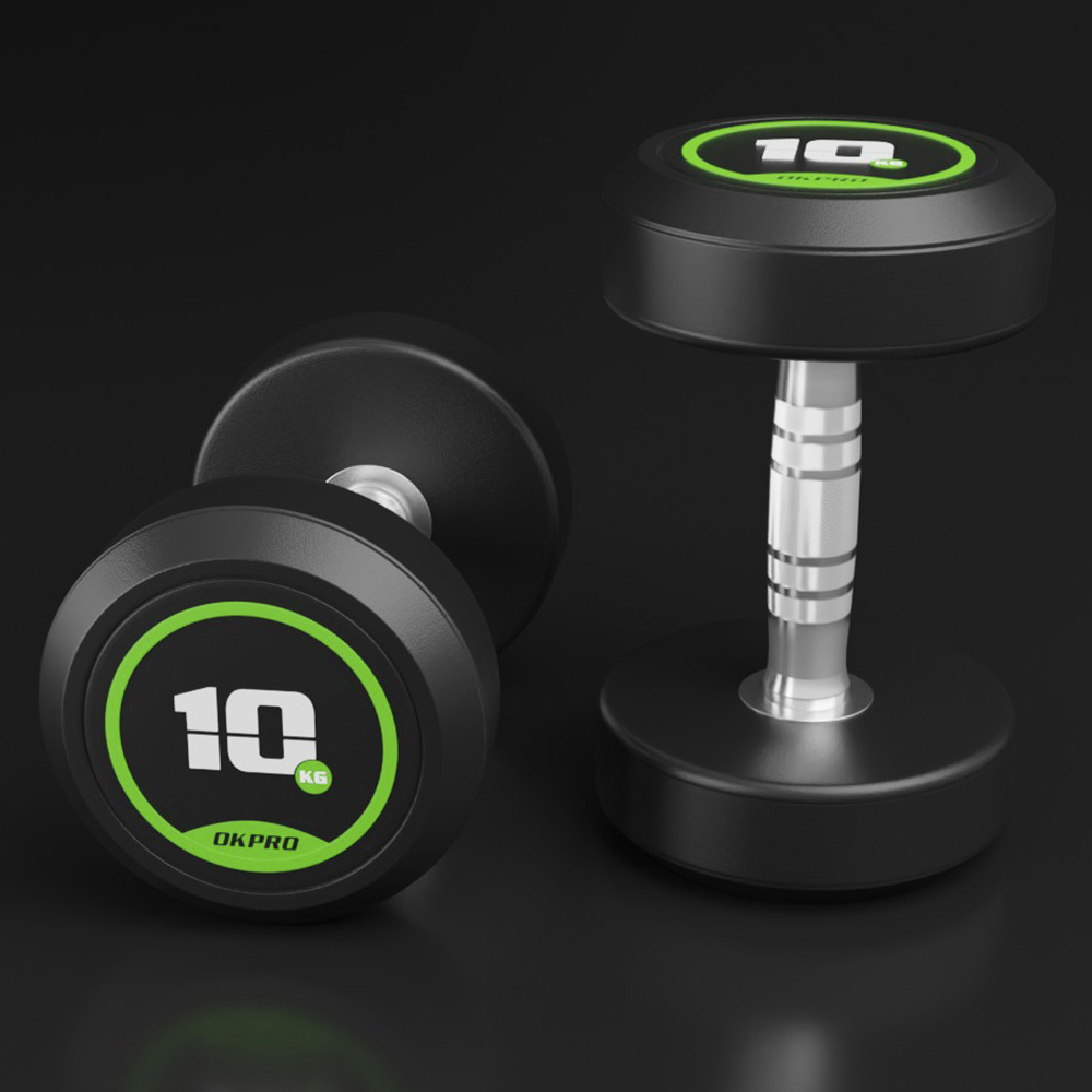 OKPRO Dumbbell Designed For Customer In lbs And Kg Commercial Black Gym Natural Rubber Dumbbell