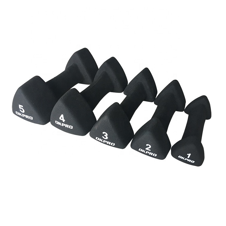 Gym Dumbbell Set Fitness Black Neoprene Triangle Dumbbell