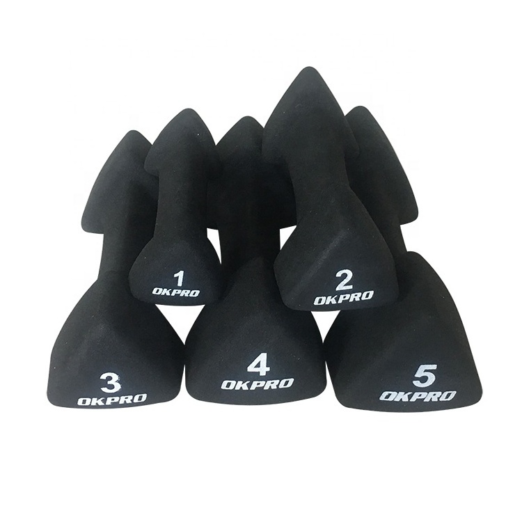 Gym Dumbbell Set Fitness Black Neoprene Triangle Dumbbell