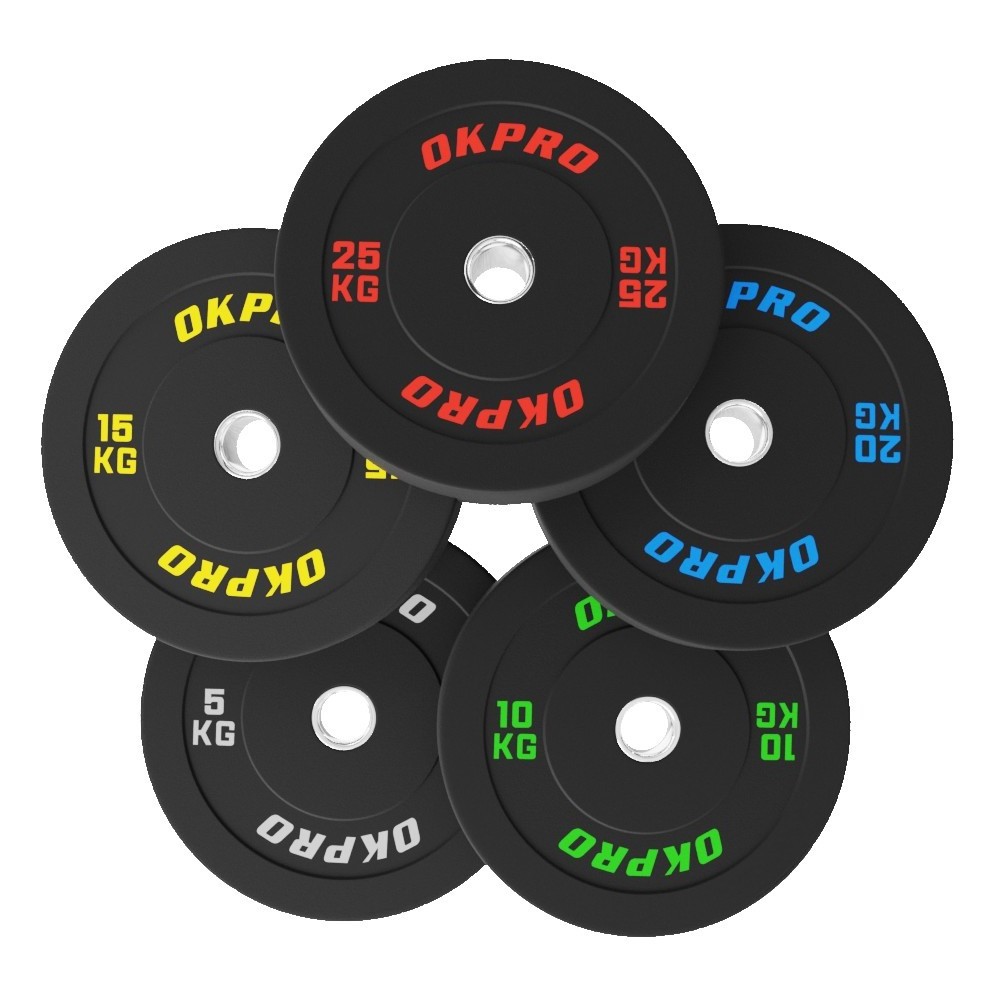 OKPRO Factory Direct Weightlifting Bumper Plates 5kg 10kg 15kg 20kg 25kg Fitness Gym Weight Barbell Plate