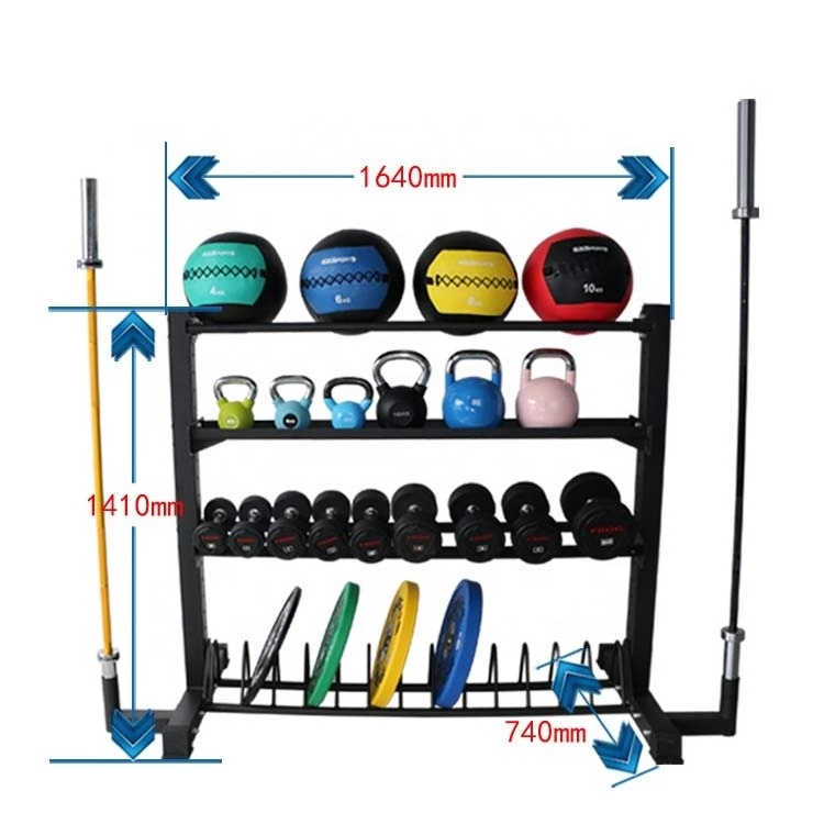 Gym Fitness Powerhouse Package Fully Loaded Dumbbell and Weight Plate Rack with Bar Storage Store Rack