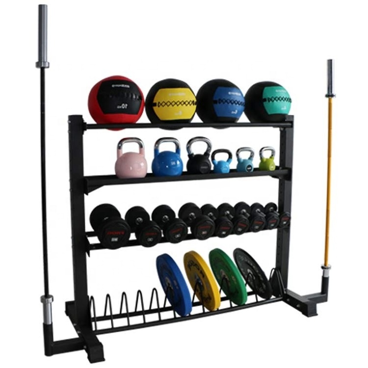 Gym Fitness Powerhouse Package Fully Loaded Dumbbell and Weight Plate Rack with Bar Storage Store Rack