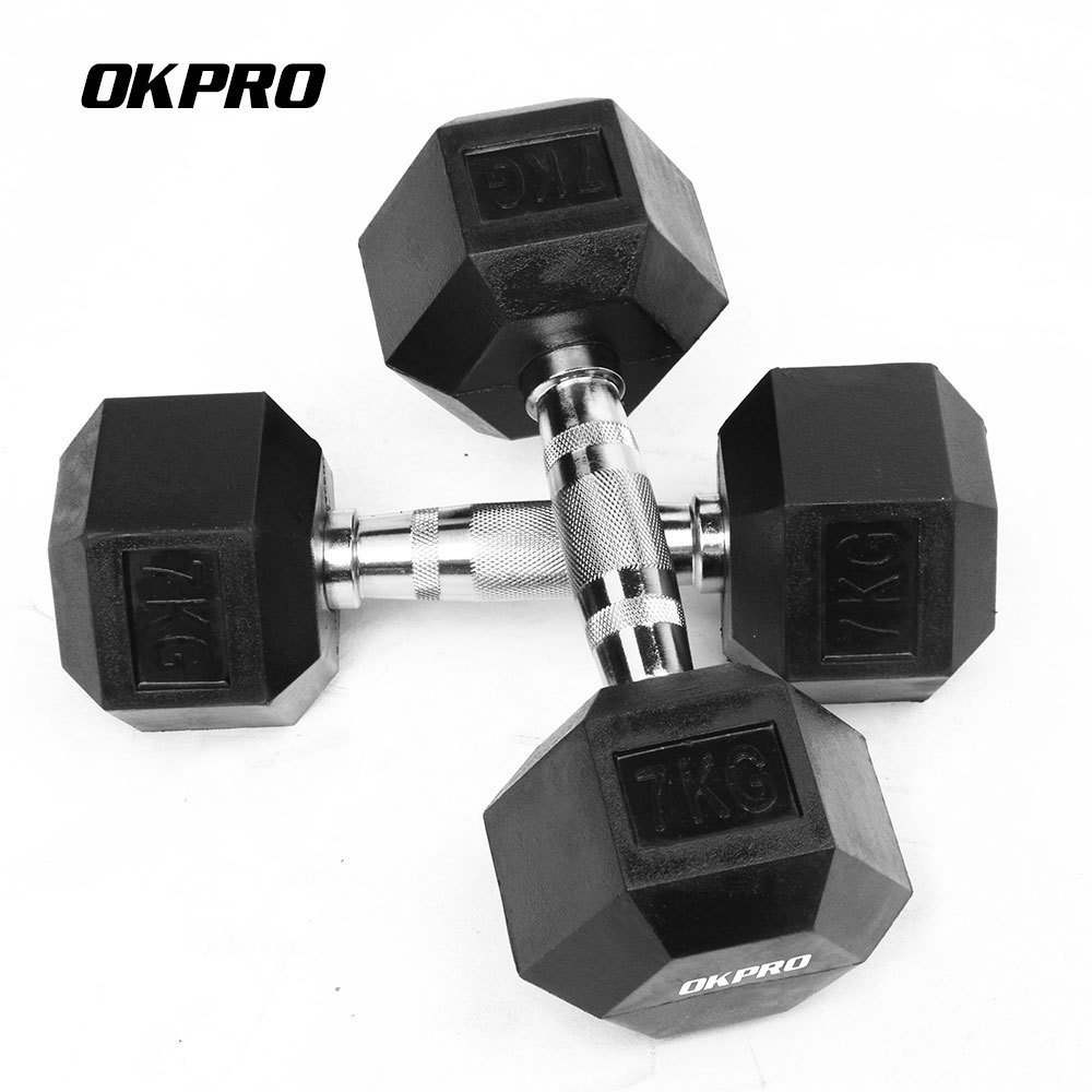 Factory Direct Selling Gym Custom Dumbbells Rubber Hex Dumbell Set Free Weights For Commercial Use